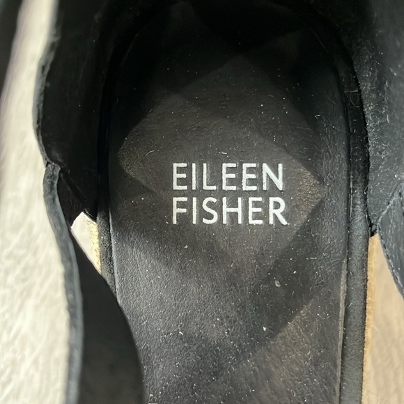 Eileen Fisher Wali Espadrille Wedge Sandals Leather Nubuck Black NEW Womens 8 - Picture 11 of 13